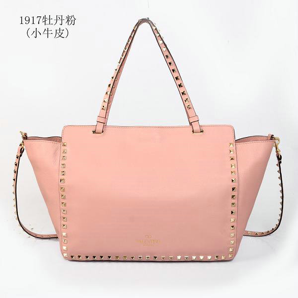 2014 Valentino Garavani rockstud medium tote bag 1917 pink - Click Image to Close